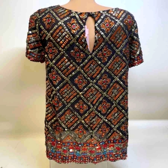 CALYPSO ST. BARTH Embellished BEADED Elephant Pattern Top SIZE MEDIUM - Picture 4 of 9